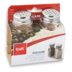 Σετ 2 αλατοπίπερα τετράγωνα γυαλί/μέταλλο 59ml