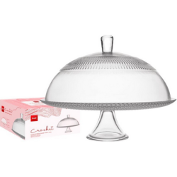 Τουρτιέρα με πόδι γυάλινη με σκάλισμα 31εκ. Crochet