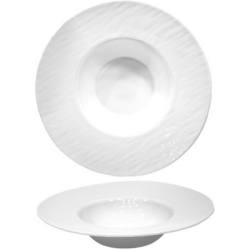 Πιάτο ζυμαρικών γυάλινο με ανάγλυφο λευκό 27εκ. Bolonia