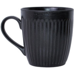 Κύπελο stoneware με ανάγλυφο μαύρο 340ml Gordion