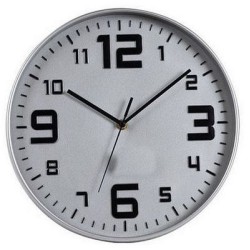Ρολόι τοίχου πλαστικό ασημί/μαύρο 30x4,2εκ.