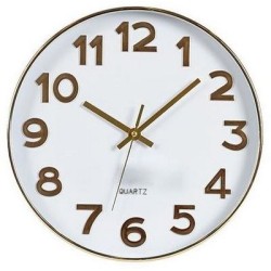 Ρολόι τοίχου πλαστικό χρυσό/λευκό 30x4,2εκ.