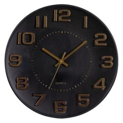 Ρολόι τοίχου πλαστικό μαύρο/χρυσό 30x4,2εκ.