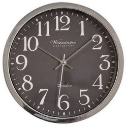 Ρολόι τοίχου πλαστικό ασημί/μαύρο 22x3,8εκ.