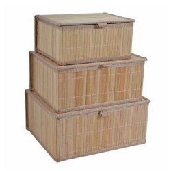 Σετ 3 κουτιά αποθήκευσης μπαμπού φυσικό χρώμα