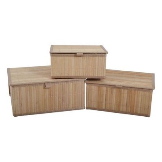Σετ 3 κουτιά αποθήκευσης μπαμπού φυσικό χρώμα