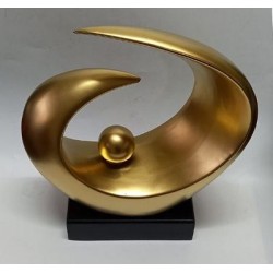 Διακοσμητικό αφηρημένο σχέδιο κεραμικό χρυσό με μαύρη βάση 28εκ.