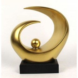 Διακοσμητικό αφηρημένο σχέδιο κεραμικό χρυσό με μαύρη βάση 28εκ.