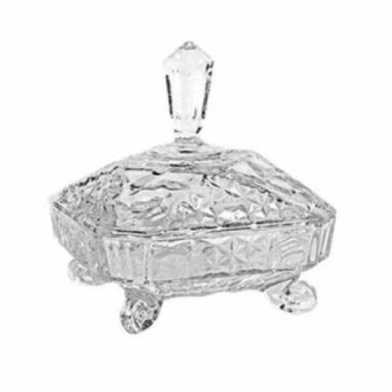 Φοντανιέρα με πόδια γυάλινη σκαλιστή τετράγωνη 15,5x15,5x20εκ.